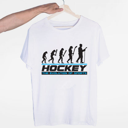 Evolution of Ice Hockey Player T-shirt O-Neck Short Sleeves