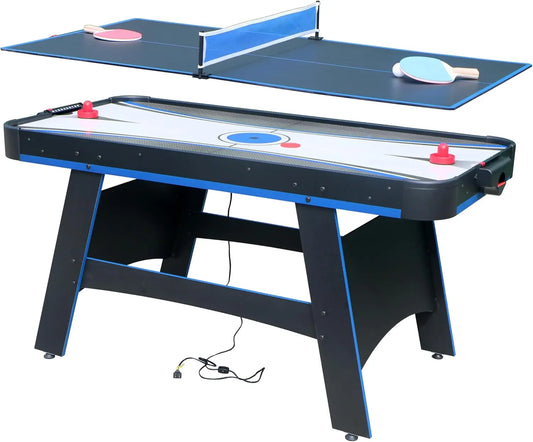 5 Ft Air Hockey, 2-in-1 Hockey Game Table with Table Tennis Top